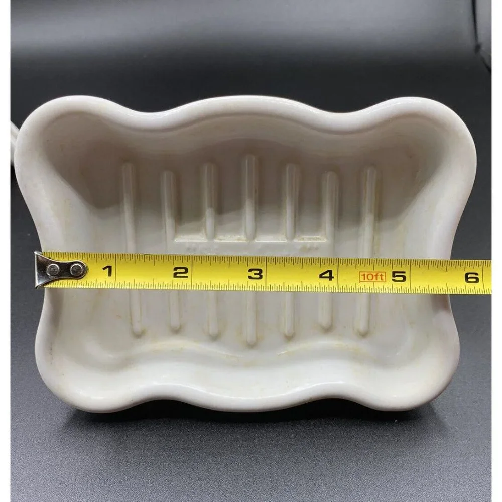 Antique White Standard Porcelain Ceramic Soap Dish Bath Tray Pedestal